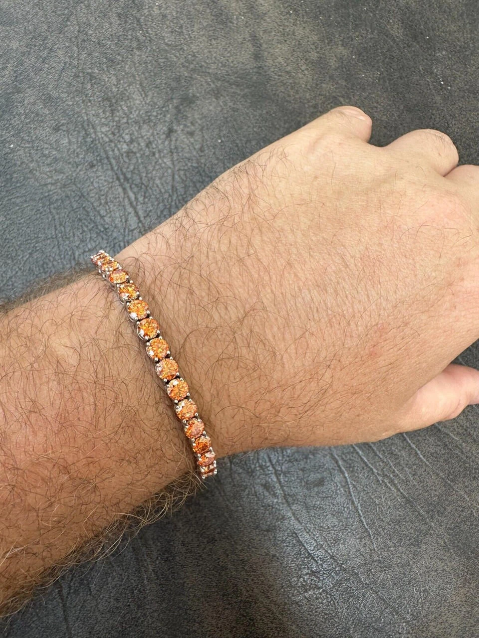 Real Iced Orange MOISSANITE 5mm Tennis Bracelet 925 Silver Pass Diamond Test 21 Real Iced Orange MOISSANITE 5mm Tennis Bracelet 925 Silver Pass Diamond Test - Image 19