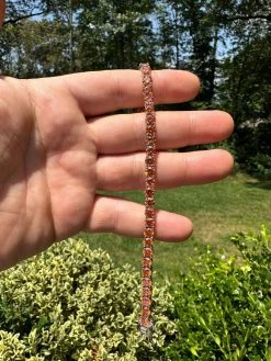 Real Iced Orange MOISSANITE 5mm Tennis Bracelet 925 Silver Pass Diamond Test 24 Real Iced Orange MOISSANITE 5mm Tennis Bracelet 925 Silver Pass Diamond Test -Harlem Bling Shop real iced orange moissanite 5mm tennis bracelet 925 silver pass diamond test 29009.1690416346