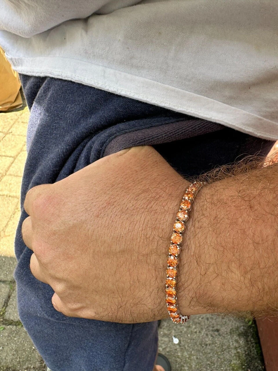 Real Iced Orange MOISSANITE 5mm Tennis Bracelet 925 Silver Pass Diamond Test 22 Real Iced Orange MOISSANITE 5mm Tennis Bracelet 925 Silver Pass Diamond Test - Image 20