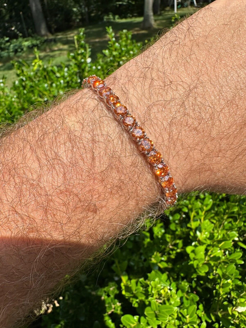 Real Iced Orange MOISSANITE 5mm Tennis Bracelet 925 Silver Pass Diamond Test 18 Real Iced Orange MOISSANITE 5mm Tennis Bracelet 925 Silver Pass Diamond Test - Image 16