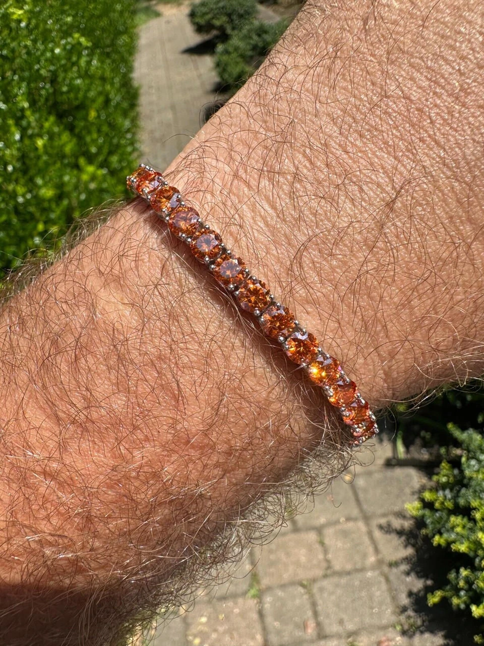 Real Iced Orange MOISSANITE 5mm Tennis Bracelet 925 Silver Pass Diamond Test 19 Real Iced Orange MOISSANITE 5mm Tennis Bracelet 925 Silver Pass Diamond Test - Image 17