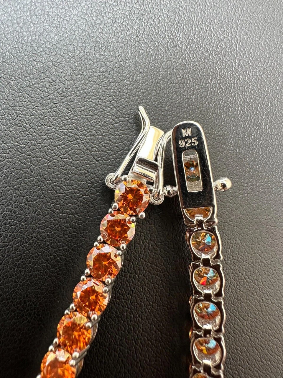 Real Iced Orange MOISSANITE 5mm Tennis Bracelet 925 Silver Pass Diamond Test 8 Real Iced Orange MOISSANITE 5mm Tennis Bracelet 925 Silver Pass Diamond Test - Image 6