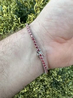 Real Iced Pink MOISSANITE 3mm Tennis Bracelet 925 Silver Pass Diamond Tester 32 Real Iced Pink MOISSANITE 3mm Tennis Bracelet 925 Silver Pass Diamond Tester -Harlem Bling Shop real iced pink moissanite 3mm tennis bracelet 925 silver pass diamond tester 21154.1676053190