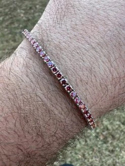 Real Iced Pink MOISSANITE 3mm Tennis Bracelet 925 Silver Pass Diamond Tester 40 Real Iced Pink MOISSANITE 3mm Tennis Bracelet 925 Silver Pass Diamond Tester -Harlem Bling Shop real iced pink moissanite 3mm tennis bracelet 925 silver pass diamond tester 33530.1676052962