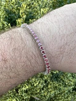 Real Iced Pink MOISSANITE 3mm Tennis Bracelet 925 Silver Pass Diamond Tester 33 Real Iced Pink MOISSANITE 3mm Tennis Bracelet 925 Silver Pass Diamond Tester -Harlem Bling Shop real iced pink moissanite 3mm tennis bracelet 925 silver pass diamond tester 51431.1676053191