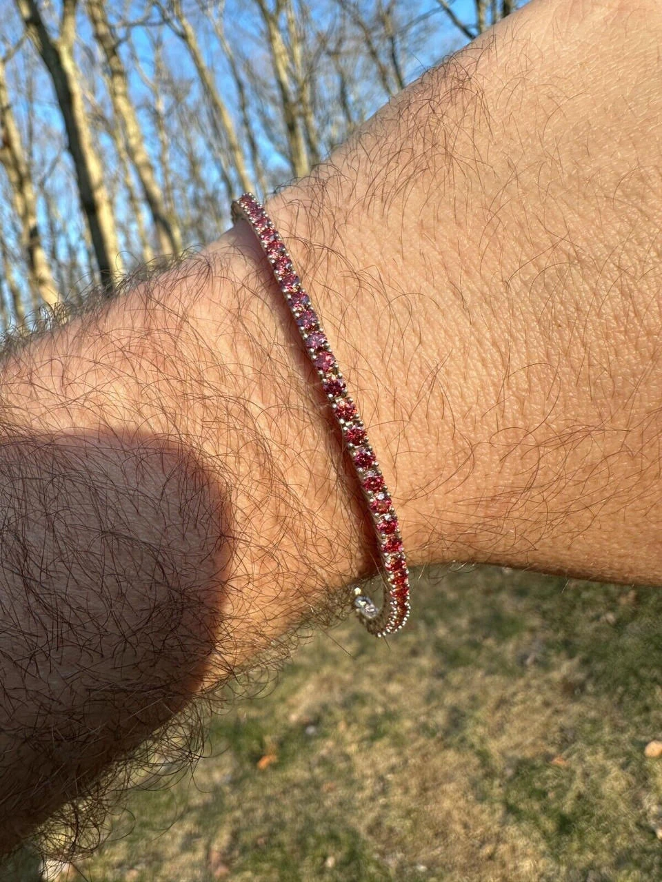 Real Iced Pink MOISSANITE 3mm Tennis Bracelet 925 Silver Pass Diamond Tester 19 Real Iced Pink MOISSANITE 3mm Tennis Bracelet 925 Silver Pass Diamond Tester - Image 17