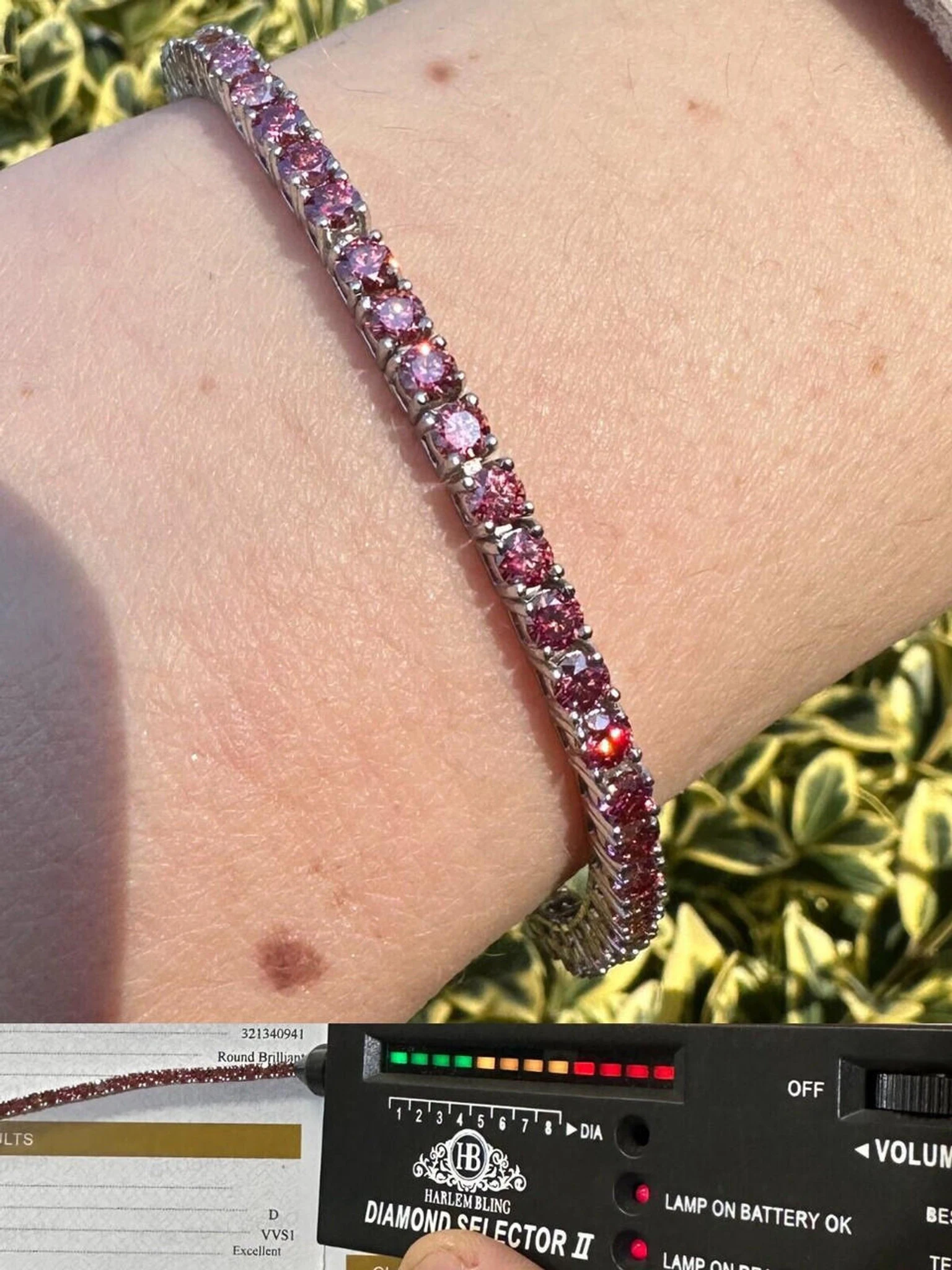 Real Iced Pink MOISSANITE 3mm Tennis Bracelet 925 Silver Pass Diamond Tester 3 Real Iced Pink MOISSANITE 3mm Tennis Bracelet 925 Silver Pass Diamond Tester