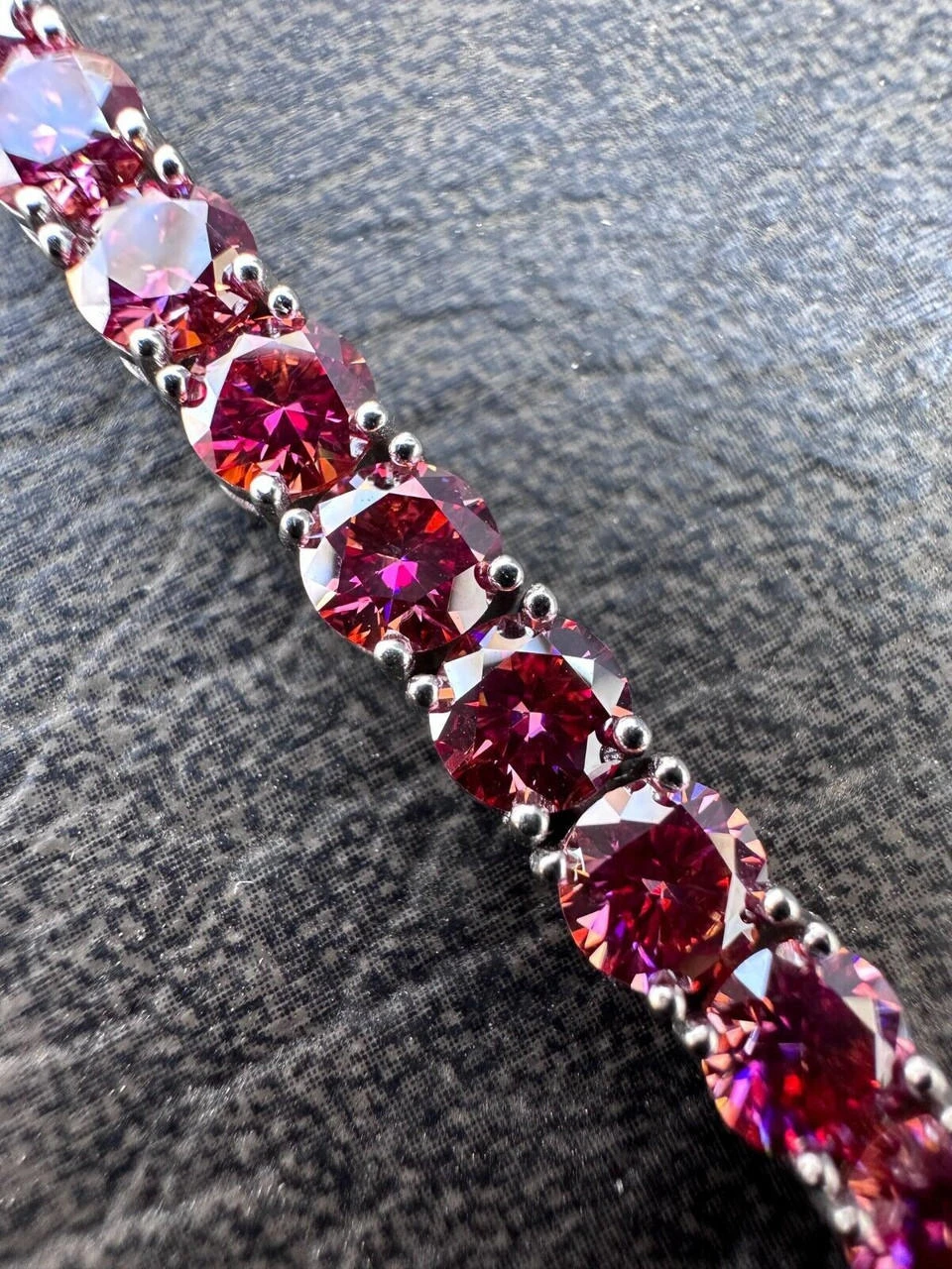 Real Iced Pink MOISSANITE 5mm Tennis Bracelet 925 Silver Pass Diamond Test 5 Real Iced Pink MOISSANITE 5mm Tennis Bracelet 925 Silver Pass Diamond Test - Image 3