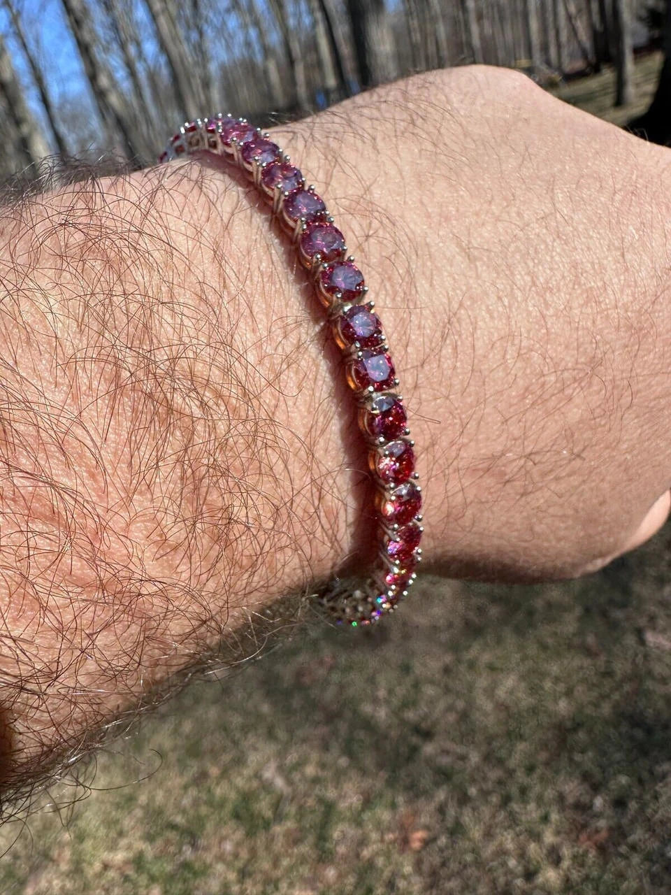 Real Iced Pink MOISSANITE 5mm Tennis Bracelet 925 Silver Pass Diamond Test 14 Real Iced Pink MOISSANITE 5mm Tennis Bracelet 925 Silver Pass Diamond Test - Image 12