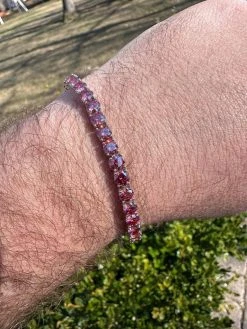 Real Iced Pink MOISSANITE 5mm Tennis Bracelet 925 Silver Pass Diamond Test 40 Real Iced Pink MOISSANITE 5mm Tennis Bracelet 925 Silver Pass Diamond Test -Harlem Bling Shop real iced pink moissanite 5mm tennis bracelet 925 silver pass diamond test 13351.1675966531