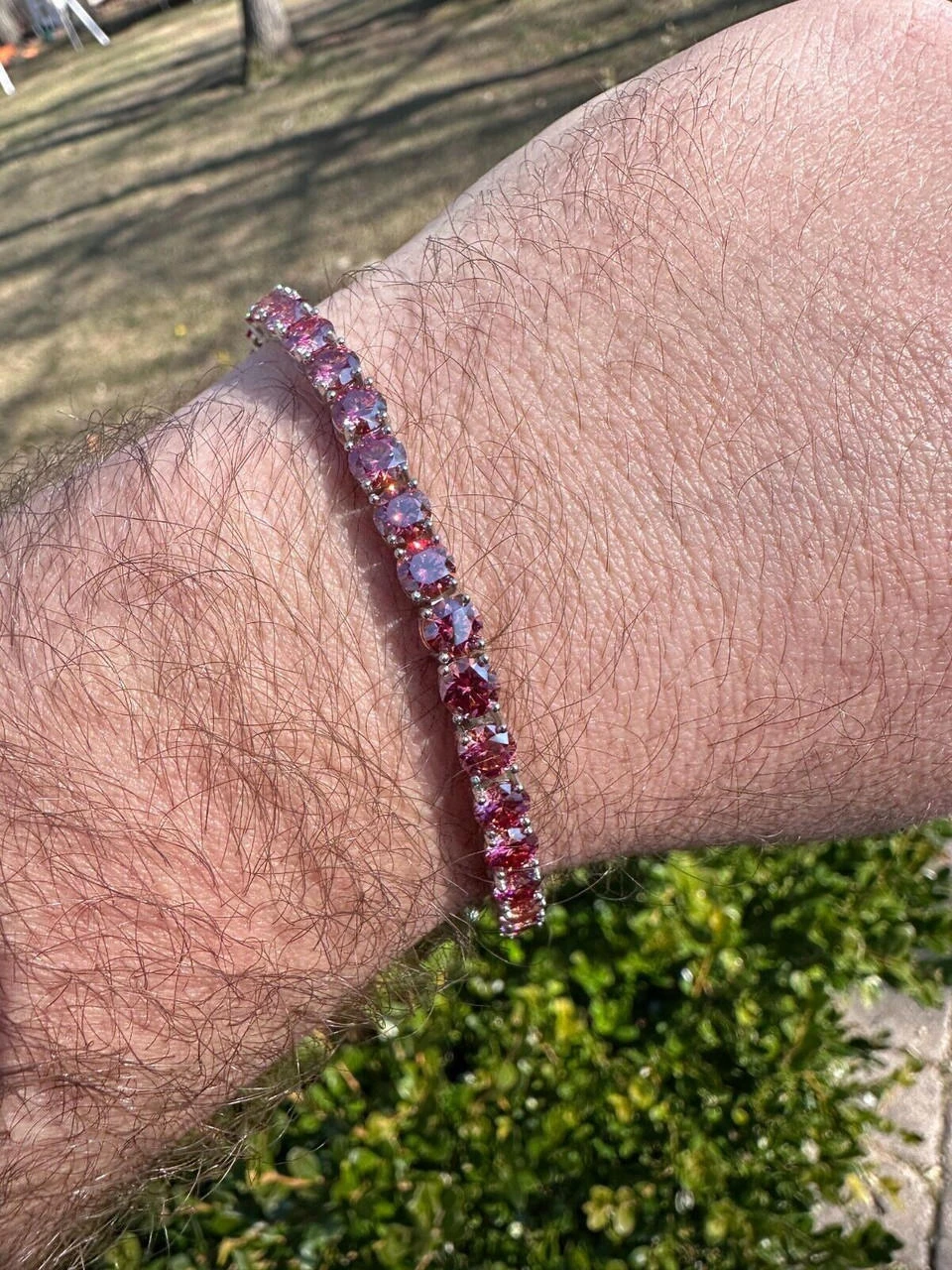 Real Iced Pink MOISSANITE 5mm Tennis Bracelet 925 Silver Pass Diamond Test 21 Real Iced Pink MOISSANITE 5mm Tennis Bracelet 925 Silver Pass Diamond Test - Image 19