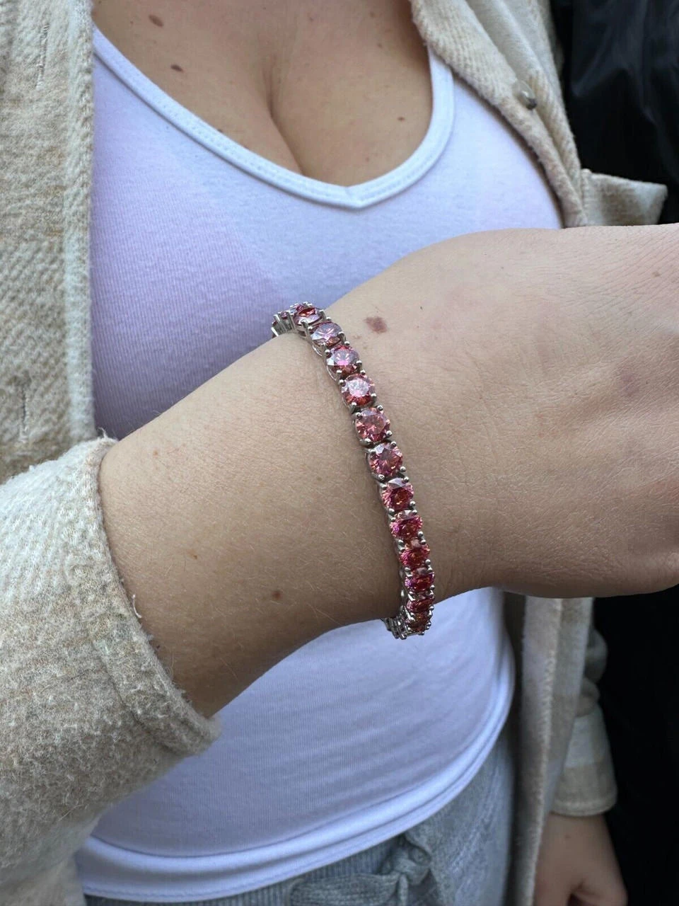 Real Iced Pink MOISSANITE 5mm Tennis Bracelet 925 Silver Pass Diamond Test 4 Real Iced Pink MOISSANITE 5mm Tennis Bracelet 925 Silver Pass Diamond Test - Image 2