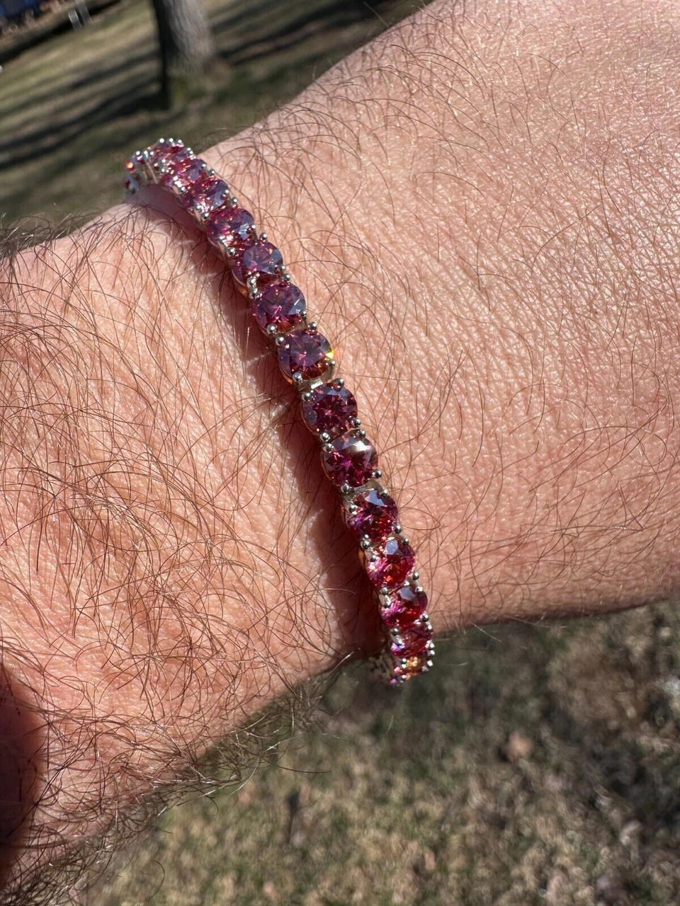 Real Iced Pink MOISSANITE 5mm Tennis Bracelet 925 Silver Pass Diamond Test 19 Real Iced Pink MOISSANITE 5mm Tennis Bracelet 925 Silver Pass Diamond Test - Image 17