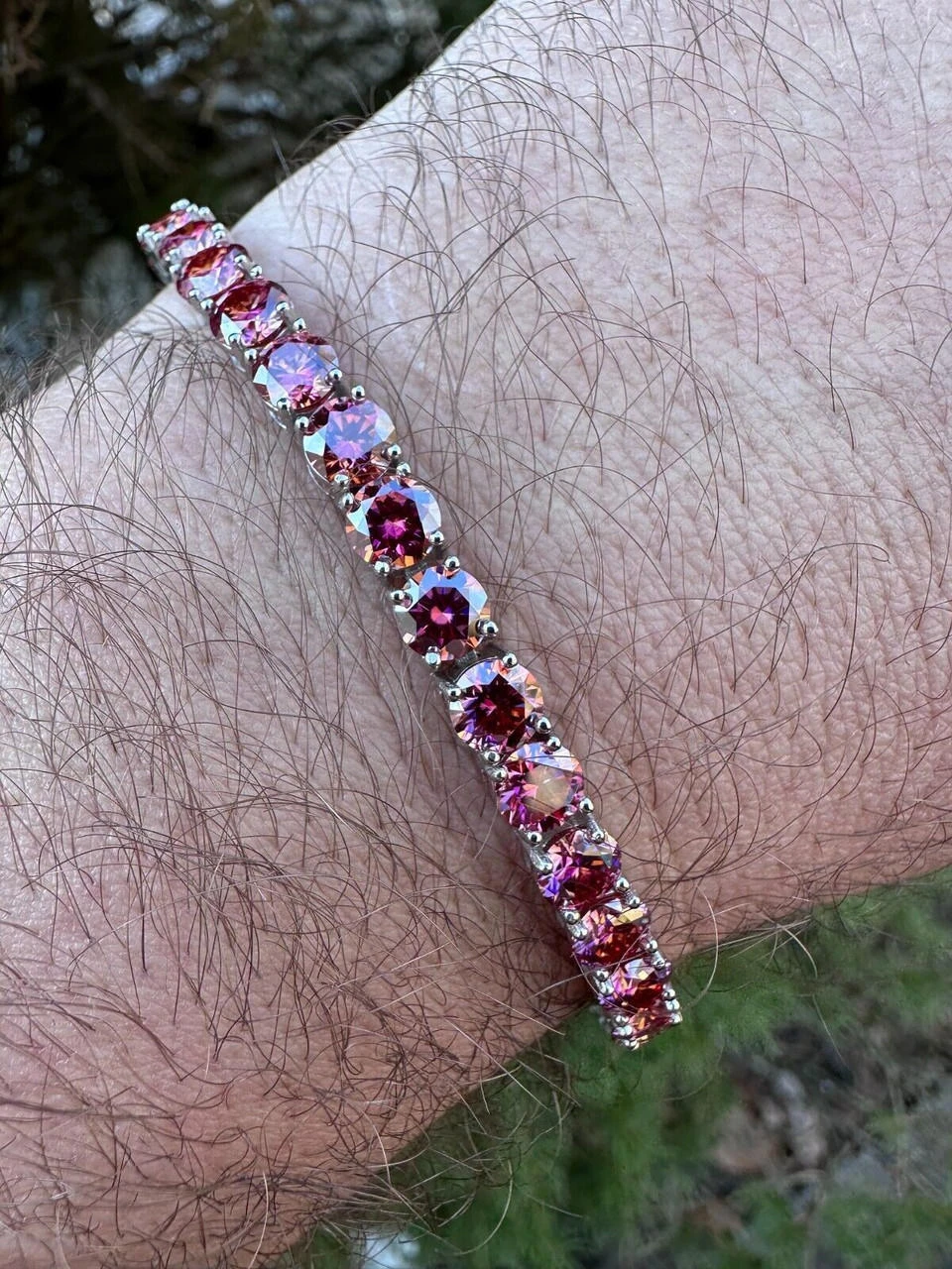 Real Iced Pink MOISSANITE 5mm Tennis Bracelet 925 Silver Pass Diamond Test 6 Real Iced Pink MOISSANITE 5mm Tennis Bracelet 925 Silver Pass Diamond Test - Image 4