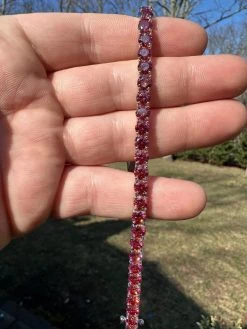 Real Iced Pink MOISSANITE 5mm Tennis Bracelet 925 Silver Pass Diamond Test 34 Real Iced Pink MOISSANITE 5mm Tennis Bracelet 925 Silver Pass Diamond Test -Harlem Bling Shop real iced pink moissanite 5mm tennis bracelet 925 silver pass diamond test 64890.1675966560