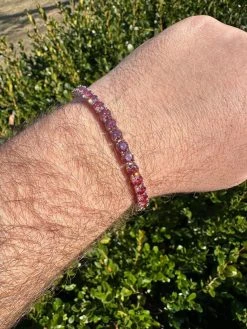 Real Iced Pink MOISSANITE 5mm Tennis Bracelet 925 Silver Pass Diamond Test 41 Real Iced Pink MOISSANITE 5mm Tennis Bracelet 925 Silver Pass Diamond Test -Harlem Bling Shop real iced pink moissanite 5mm tennis bracelet 925 silver pass diamond test 73368.1675966424