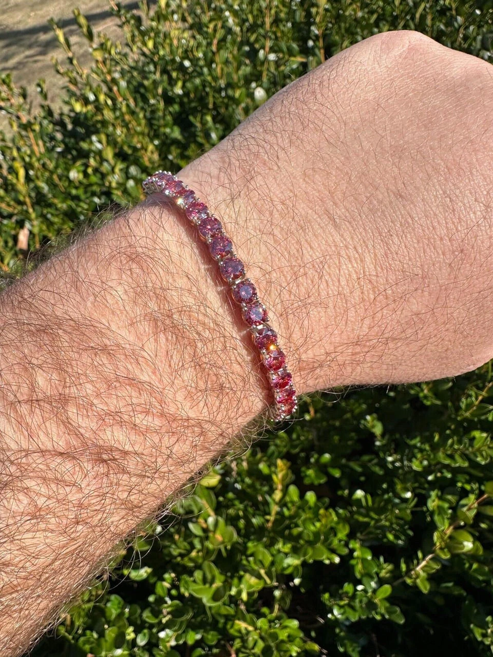 Real Iced Pink MOISSANITE 5mm Tennis Bracelet 925 Silver Pass Diamond Test 22 Real Iced Pink MOISSANITE 5mm Tennis Bracelet 925 Silver Pass Diamond Test - Image 20