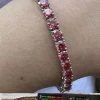 Real Iced Pink MOISSANITE 5mm Tennis Bracelet 925 Silver Pass Diamond Test