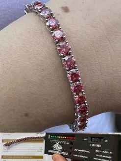 Real Iced Pink MOISSANITE 5mm Tennis Bracelet 925 Silver Pass Diamond Test