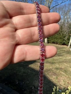 Real Iced Pink MOISSANITE 5mm Tennis Bracelet 925 Silver Pass Diamond Test 37 Real Iced Pink MOISSANITE 5mm Tennis Bracelet 925 Silver Pass Diamond Test -Harlem Bling Shop real iced pink moissanite 5mm tennis bracelet 925 silver pass diamond test 92238.1675966454