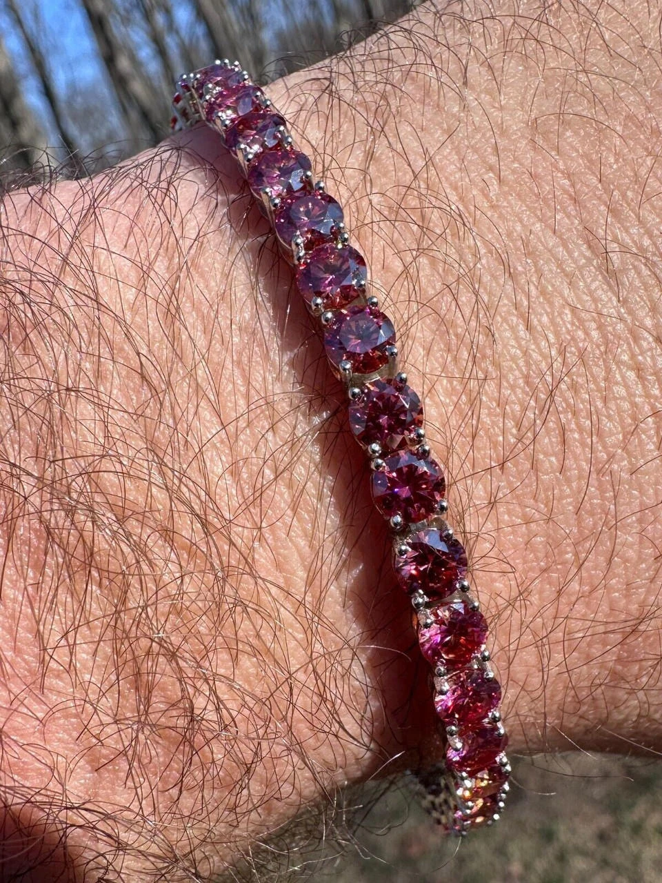 Real Iced Pink MOISSANITE 5mm Tennis Bracelet 925 Silver Pass Diamond Test 12 Real Iced Pink MOISSANITE 5mm Tennis Bracelet 925 Silver Pass Diamond Test - Image 10