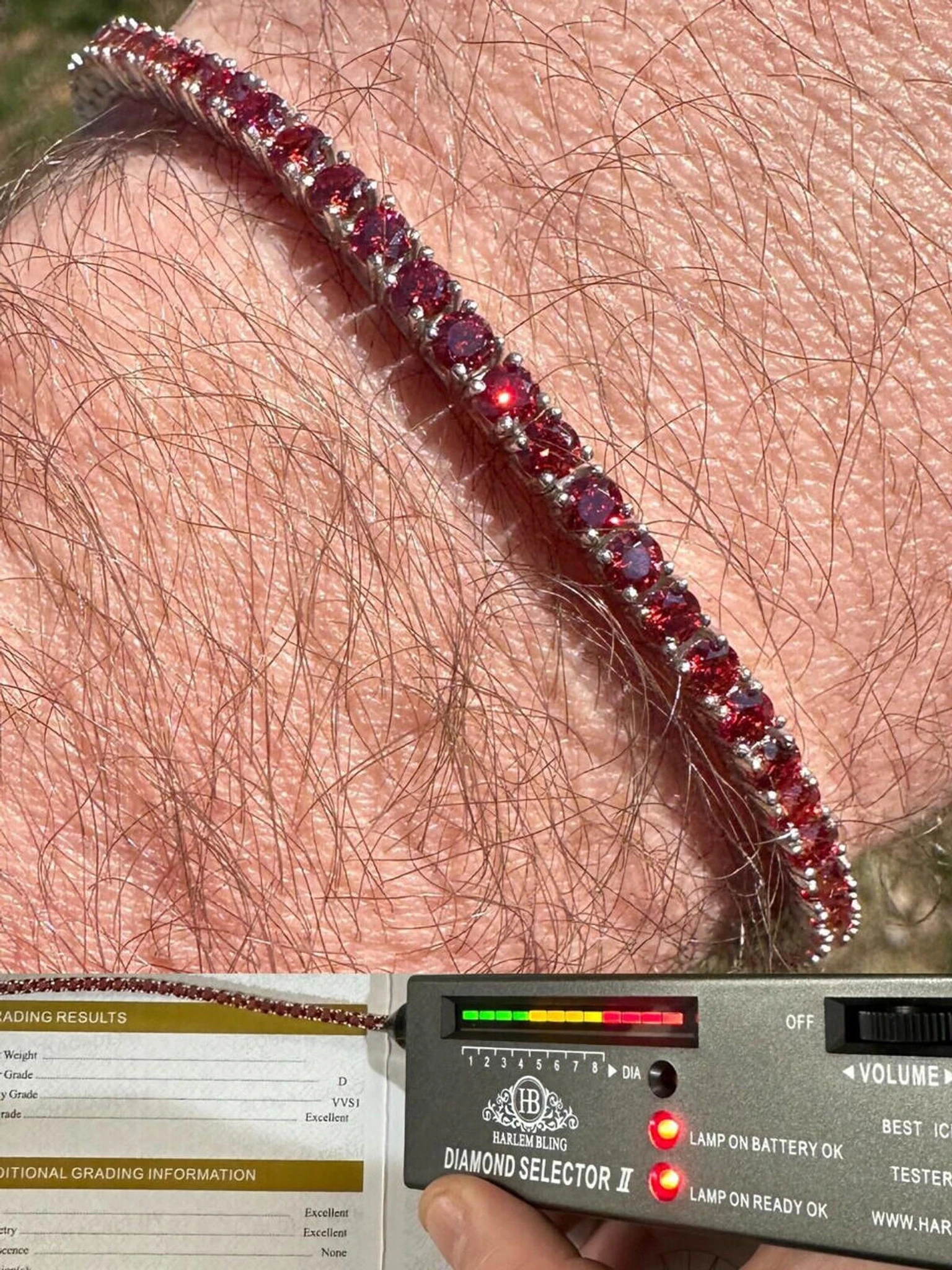 Real Iced Ruby Red MOISSANITE 3mm Tennis Bracelet 925 Silver Pass Diamond Test 3 Real Iced Ruby Red MOISSANITE 3mm Tennis Bracelet 925 Silver Pass Diamond Test