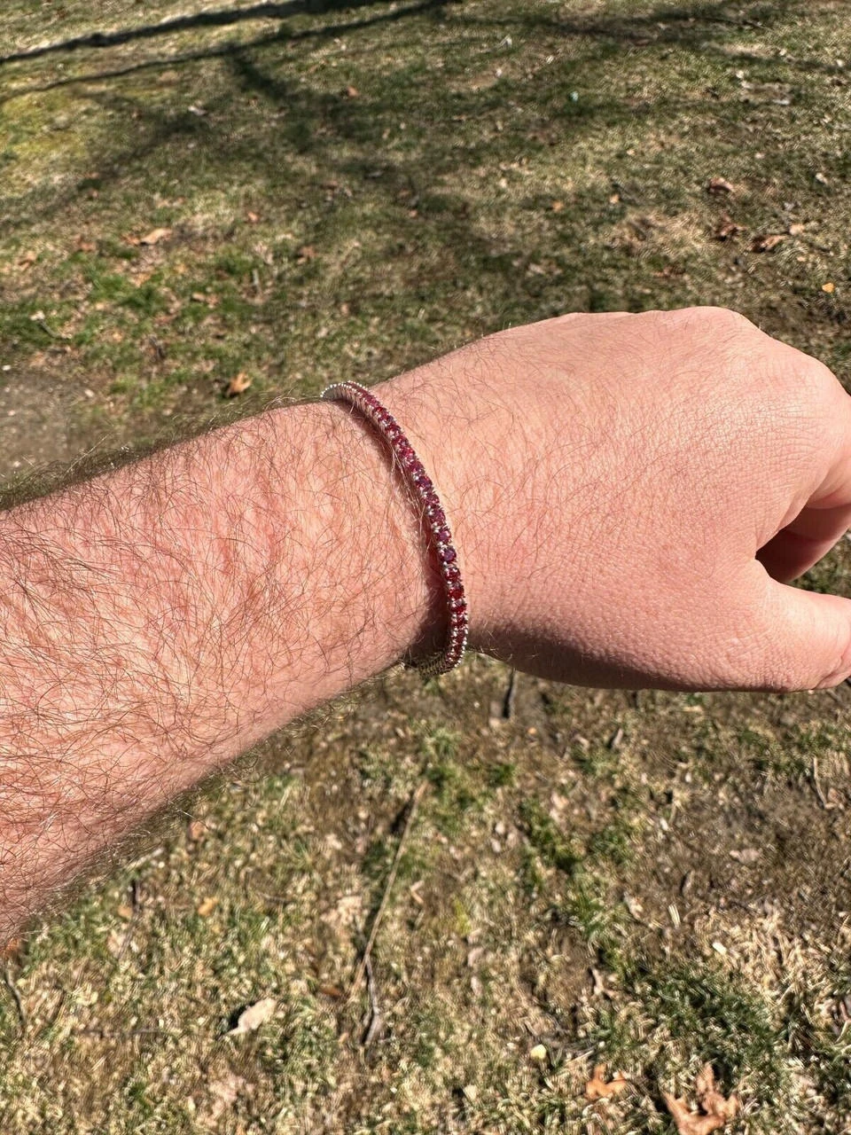 Real Iced Ruby Red MOISSANITE 3mm Tennis Bracelet 925 Silver Pass Diamond Test 6 Real Iced Ruby Red MOISSANITE 3mm Tennis Bracelet 925 Silver Pass Diamond Test - Image 4