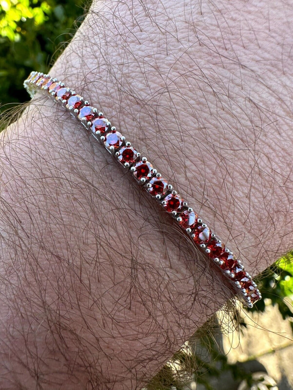Real Iced Ruby Red MOISSANITE 3mm Tennis Bracelet 925 Silver Pass Diamond Test 19 Real Iced Ruby Red MOISSANITE 3mm Tennis Bracelet 925 Silver Pass Diamond Test - Image 17