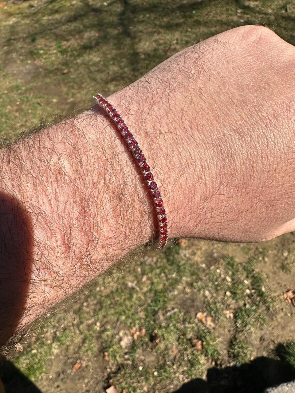 Real Iced Ruby Red MOISSANITE 3mm Tennis Bracelet 925 Silver Pass Diamond Test 13 Real Iced Ruby Red MOISSANITE 3mm Tennis Bracelet 925 Silver Pass Diamond Test - Image 11