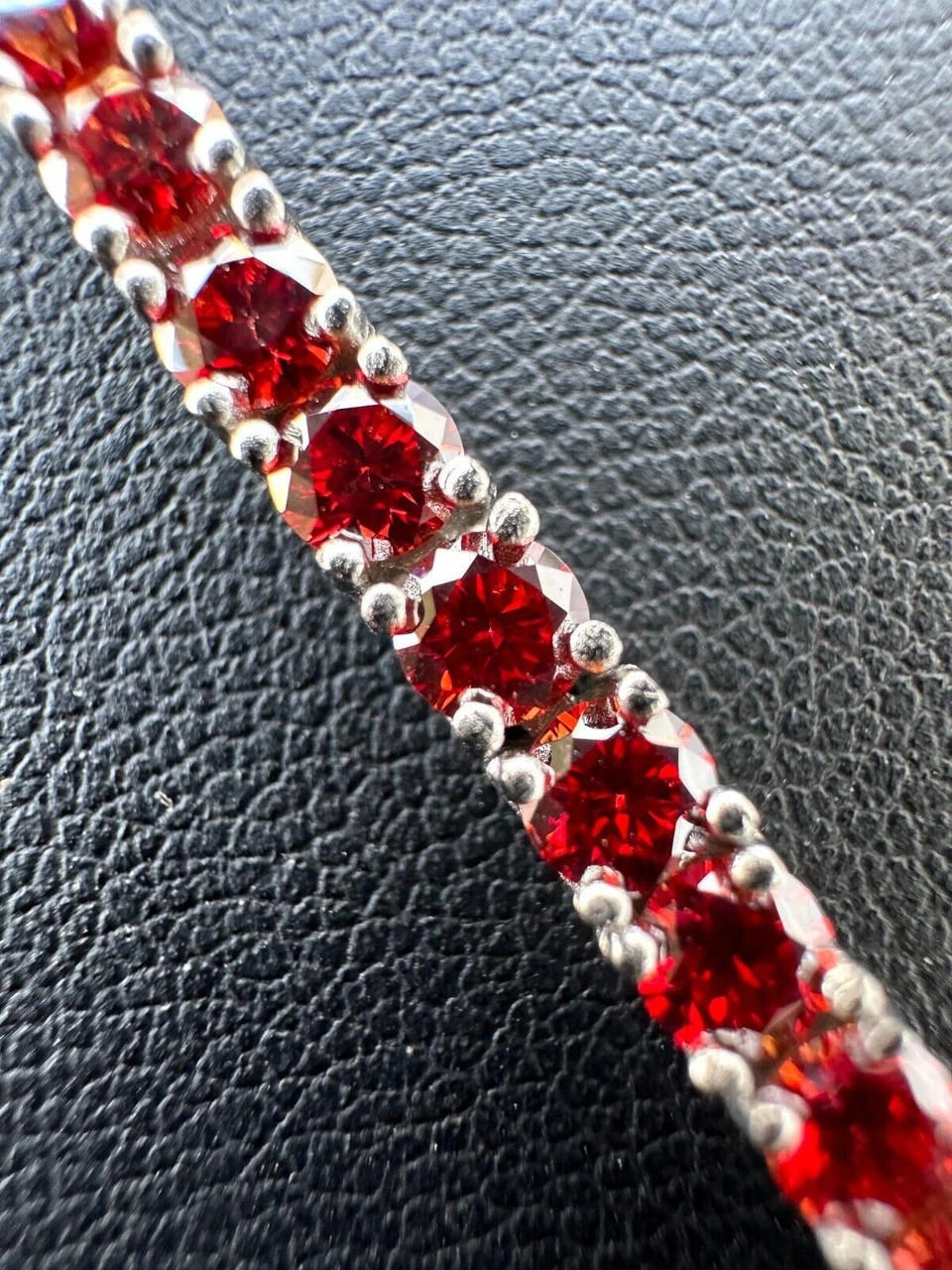 Real Iced Ruby Red MOISSANITE 3mm Tennis Bracelet 925 Silver Pass Diamond Test 9 Real Iced Ruby Red MOISSANITE 3mm Tennis Bracelet 925 Silver Pass Diamond Test - Image 7