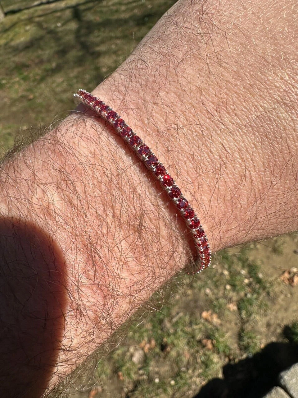 Real Iced Ruby Red MOISSANITE 3mm Tennis Bracelet 925 Silver Pass Diamond Test 5 Real Iced Ruby Red MOISSANITE 3mm Tennis Bracelet 925 Silver Pass Diamond Test - Image 3