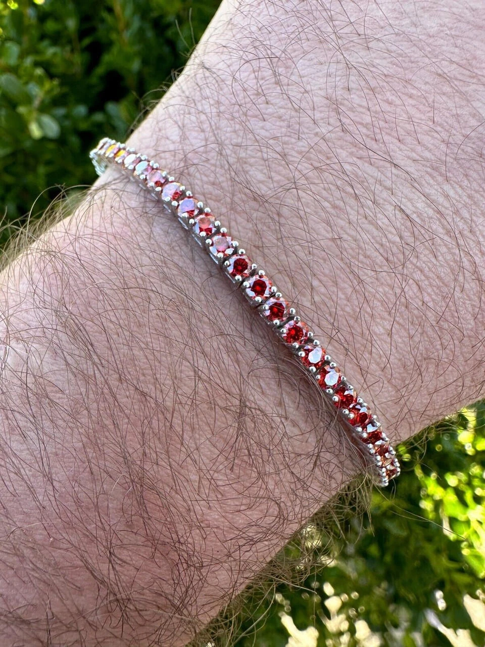 Real Iced Ruby Red MOISSANITE 3mm Tennis Bracelet 925 Silver Pass Diamond Test 18 Real Iced Ruby Red MOISSANITE 3mm Tennis Bracelet 925 Silver Pass Diamond Test - Image 16