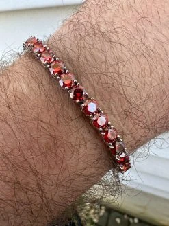 Real Iced Ruby Red MOISSANITE 5mm Tennis Bracelet 925 Silver Pass Diamond Test 38 Real Iced Ruby Red MOISSANITE 5mm Tennis Bracelet 925 Silver Pass Diamond Test -Harlem Bling Shop real iced ruby red moissanite 5mm tennis bracelet 925 silver pass diamond test 33741.1678388653