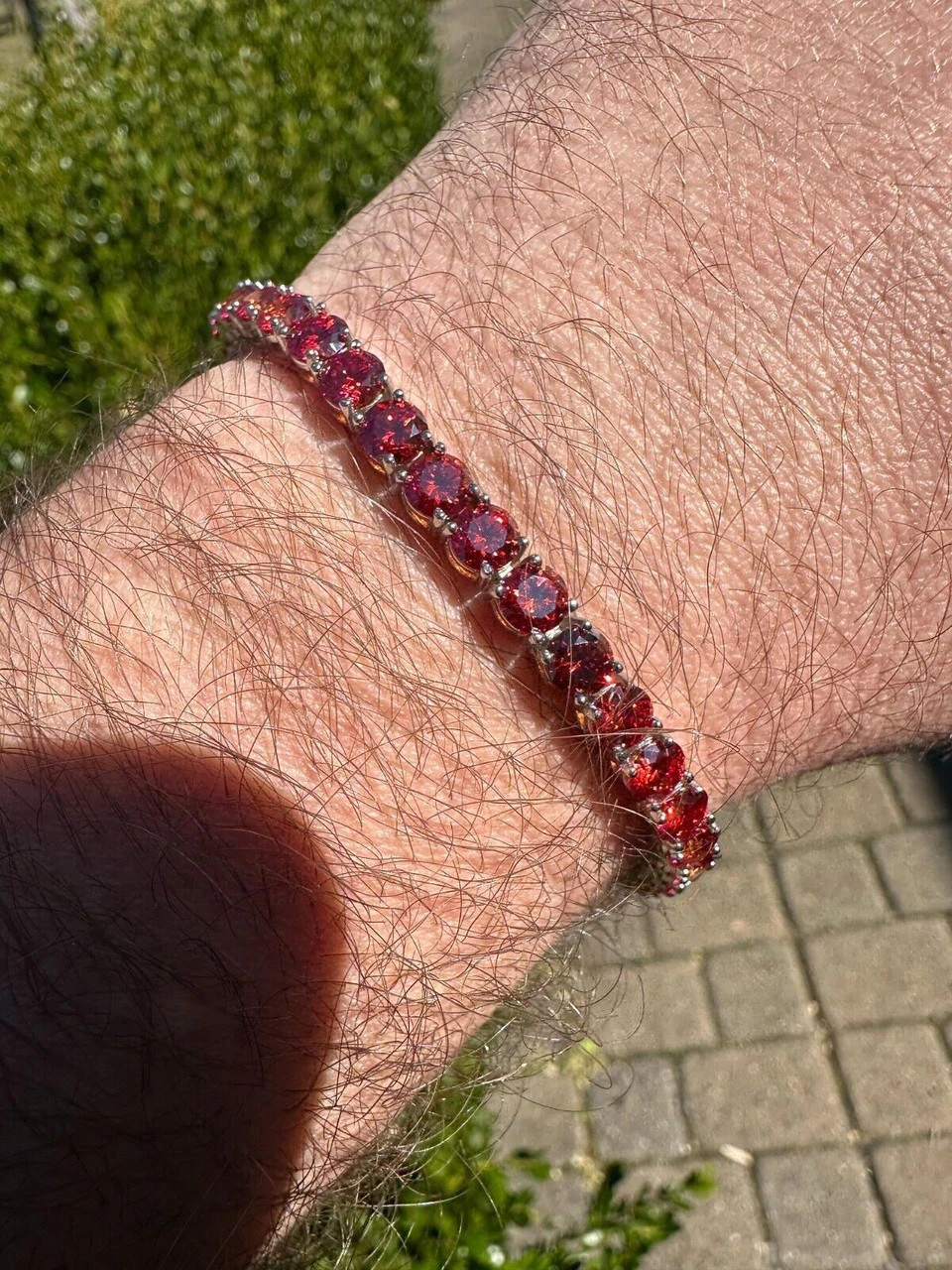 Real Iced Ruby Red MOISSANITE 5mm Tennis Bracelet 925 Silver Pass Diamond Test 17 Real Iced Ruby Red MOISSANITE 5mm Tennis Bracelet 925 Silver Pass Diamond Test - Image 15