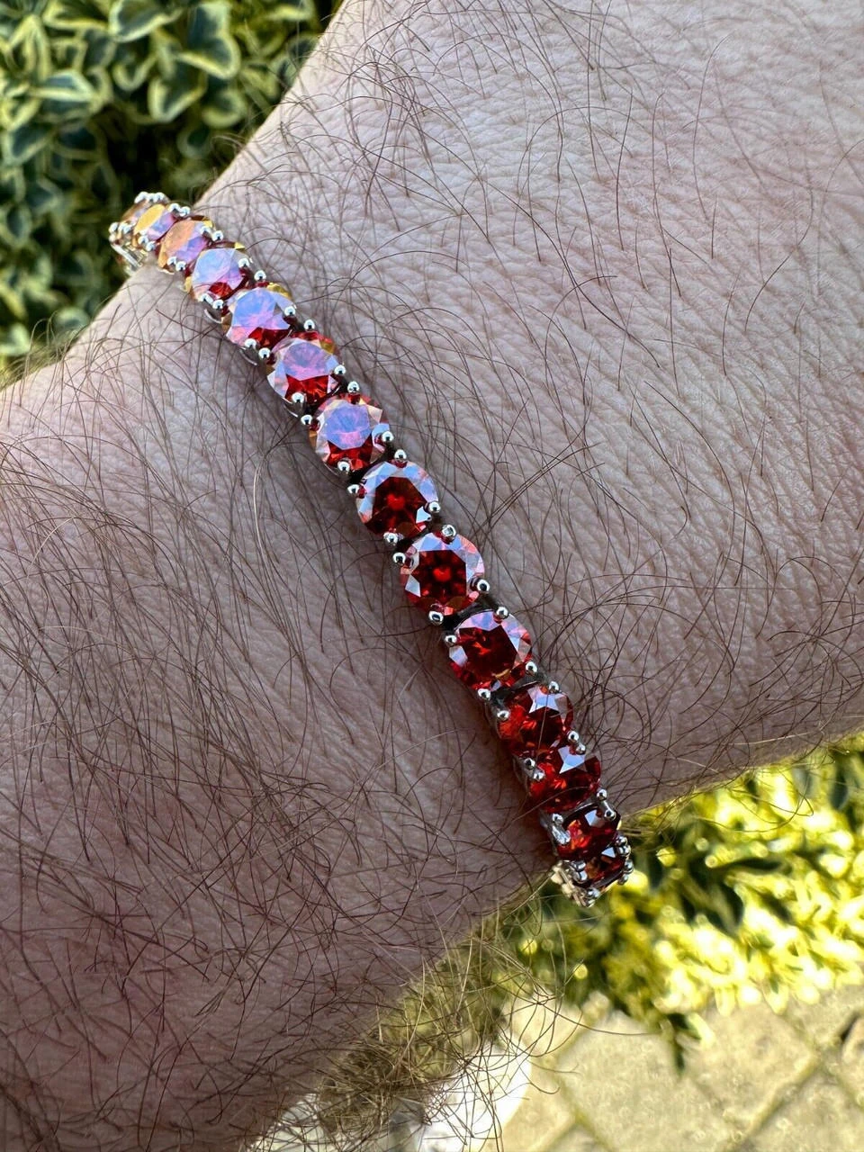 Real Iced Ruby Red MOISSANITE 5mm Tennis Bracelet 925 Silver Pass Diamond Test 21 Real Iced Ruby Red MOISSANITE 5mm Tennis Bracelet 925 Silver Pass Diamond Test - Image 19