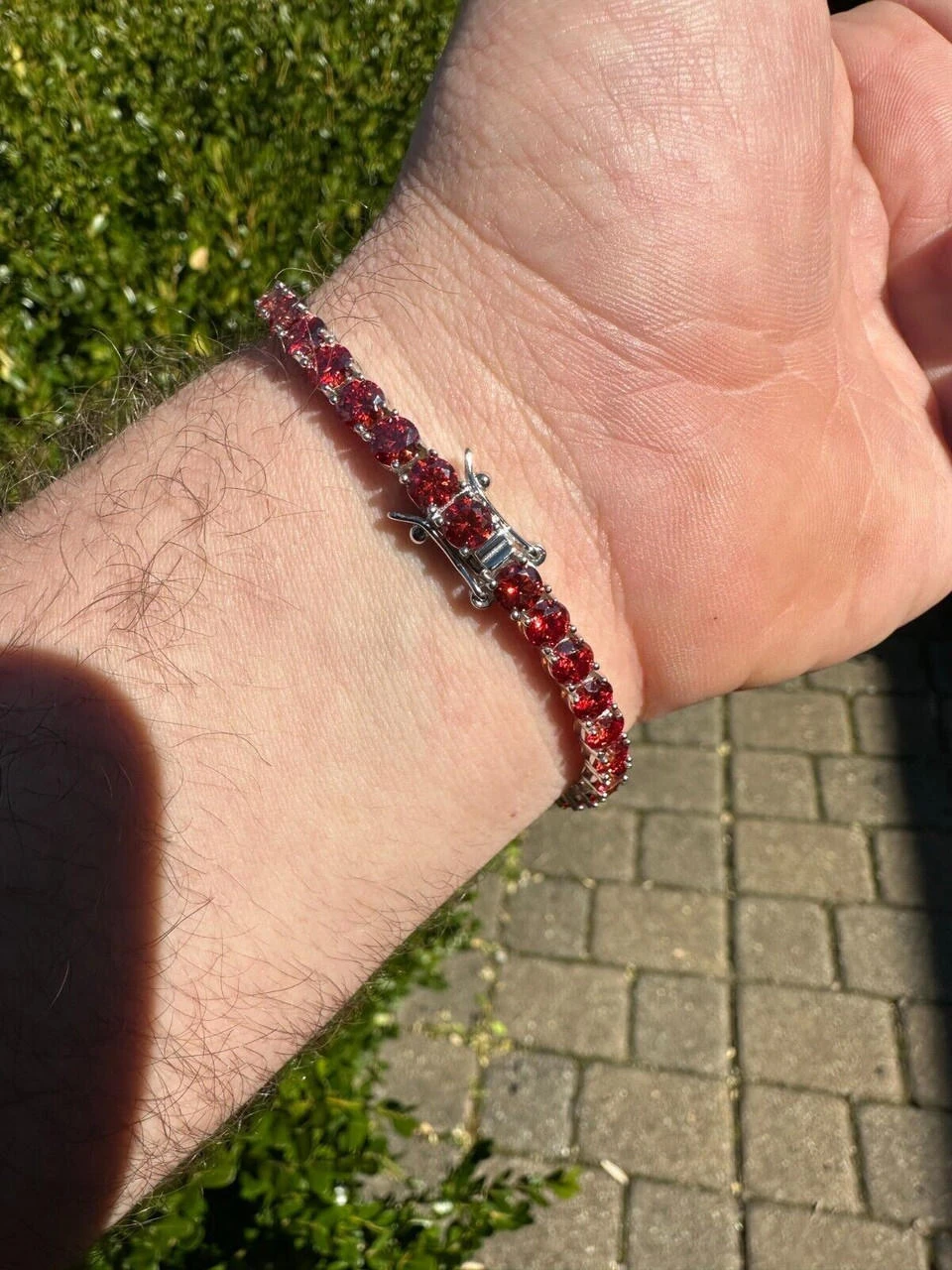 Real Iced Ruby Red MOISSANITE 5mm Tennis Bracelet 925 Silver Pass Diamond Test 8 Real Iced Ruby Red MOISSANITE 5mm Tennis Bracelet 925 Silver Pass Diamond Test - Image 6