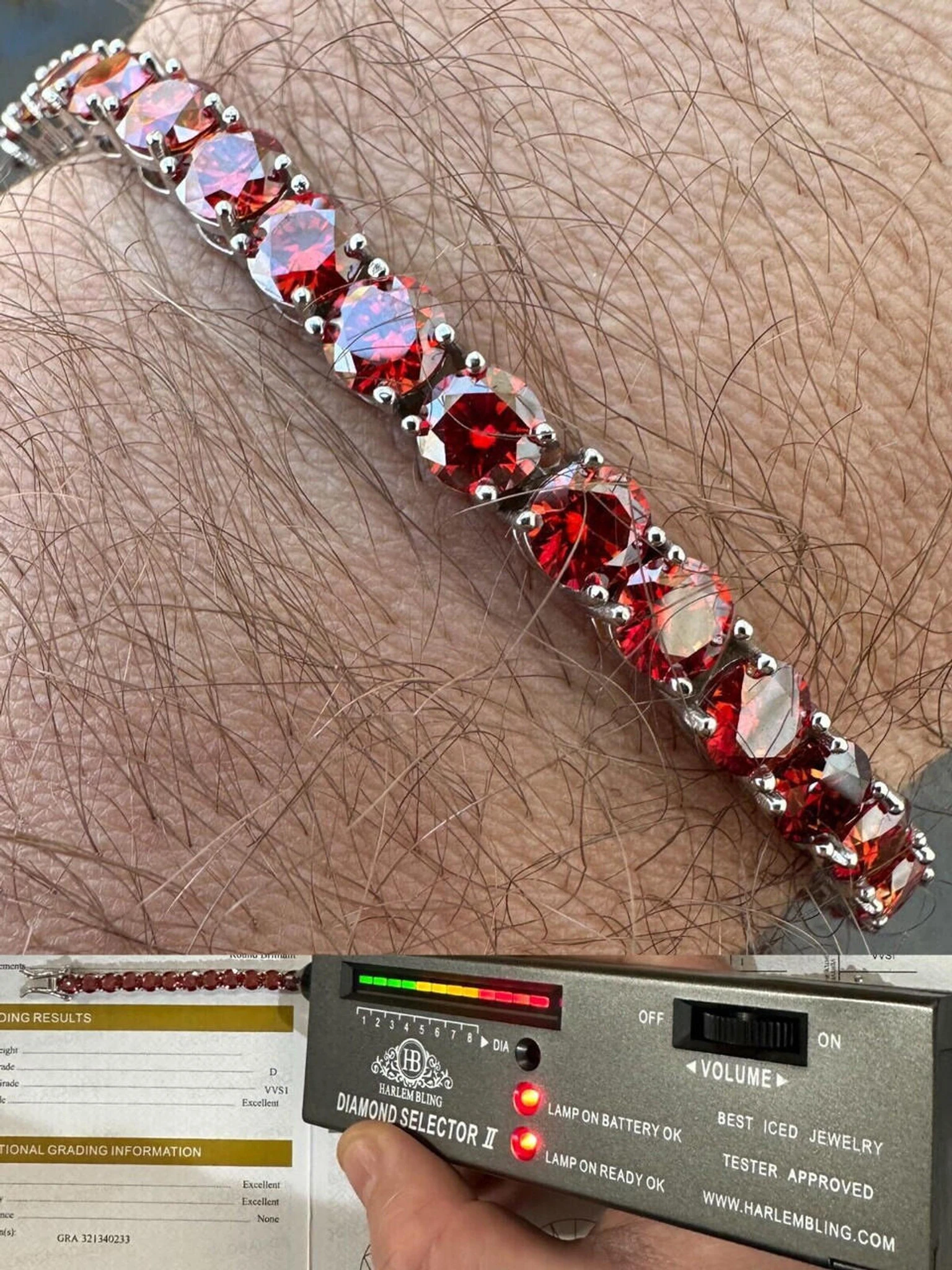 Real Iced Ruby Red MOISSANITE 5mm Tennis Bracelet 925 Silver Pass Diamond Test 3 Real Iced Ruby Red MOISSANITE 5mm Tennis Bracelet 925 Silver Pass Diamond Test