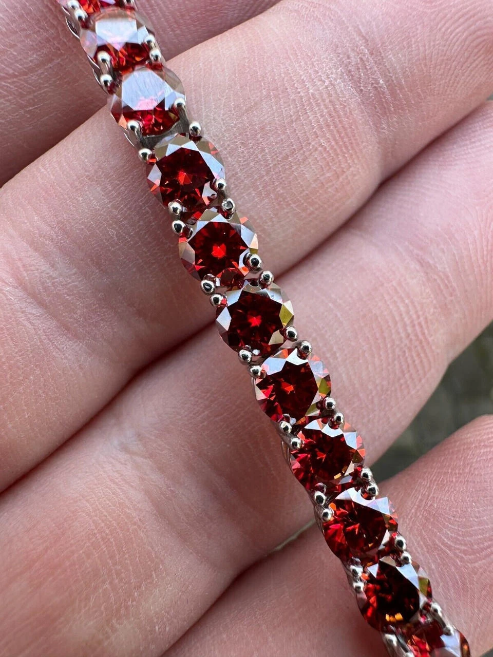 Real Iced Ruby Red MOISSANITE 5mm Tennis Bracelet 925 Silver Pass Diamond Test 12 Real Iced Ruby Red MOISSANITE 5mm Tennis Bracelet 925 Silver Pass Diamond Test - Image 10
