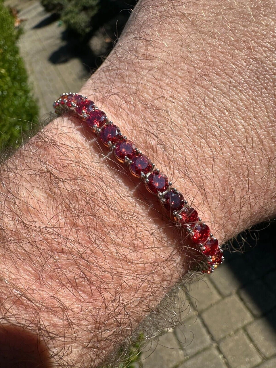 Real Iced Ruby Red MOISSANITE 5mm Tennis Bracelet 925 Silver Pass Diamond Test 18 Real Iced Ruby Red MOISSANITE 5mm Tennis Bracelet 925 Silver Pass Diamond Test - Image 16