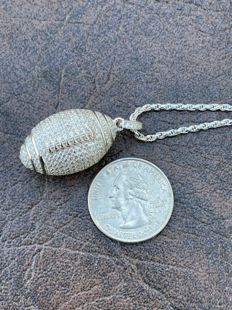 Real Men's Football Pendant Solid 925 Sterling Silver Gold Necklace Iced Hip Hop 13 Real Men's Football Pendant Solid 925 Sterling Silver Gold Necklace Iced Hip Hop - Image 11