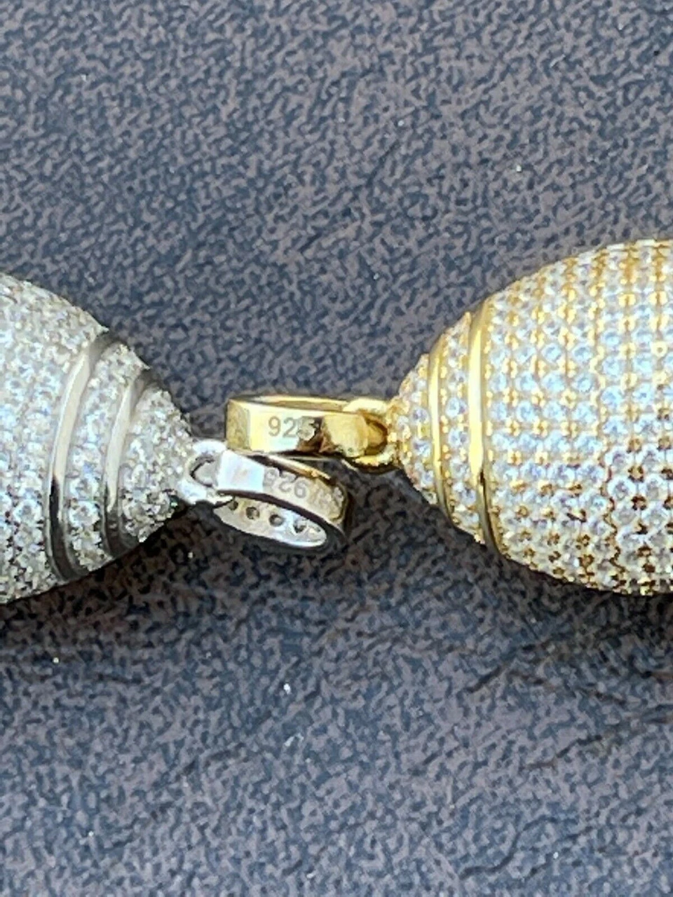 Real Men's Football Pendant Solid 925 Sterling Silver Gold Necklace Iced Hip Hop 14 Real Men's Football Pendant Solid 925 Sterling Silver Gold Necklace Iced Hip Hop - Image 12