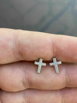 Real MOISSANITE 925 Silver Small Cross Earrings Studs Iced Pass Diamond Tester 20 Real MOISSANITE 925 Silver Small Cross Earrings Studs Iced Pass Diamond Tester -Harlem Bling Shop real moissanite 925 silver small cross earrings studs iced pass diamond tester 29050.1664361465