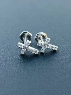 Real MOISSANITE 925 Silver Small Cross Earrings Studs Iced Pass Diamond Tester 16 Real MOISSANITE 925 Silver Small Cross Earrings Studs Iced Pass Diamond Tester -Harlem Bling Shop real moissanite 925 silver small cross earrings studs iced pass diamond tester 90557.1664359401