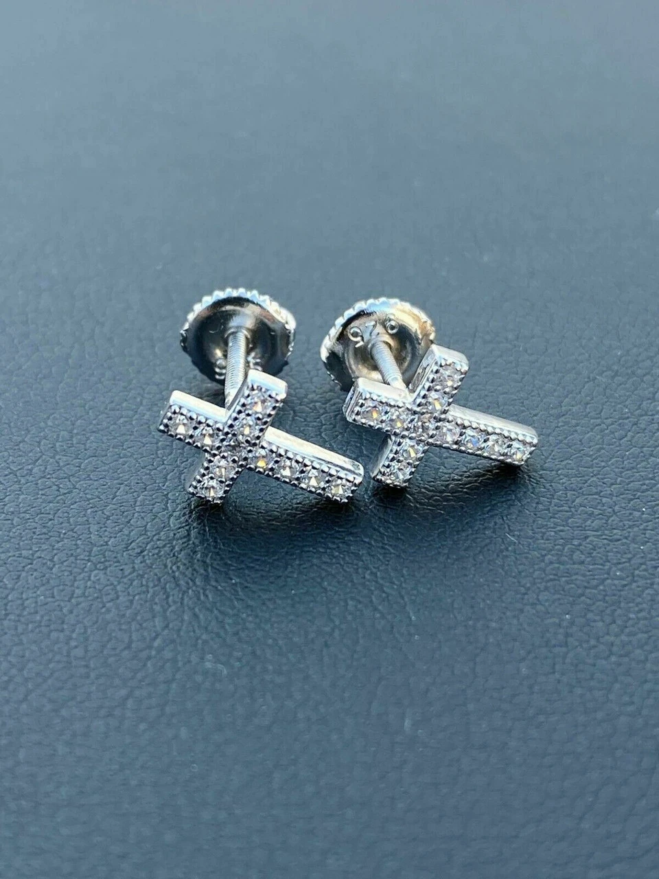 Real MOISSANITE 925 Silver Small Cross Earrings Studs Iced Pass Diamond Tester 6 Real MOISSANITE 925 Silver Small Cross Earrings Studs Iced Pass Diamond Tester - Image 4