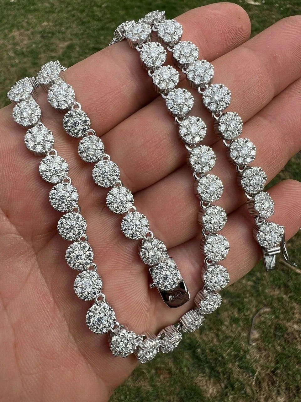 Real MOISSANITE Hip Hop Cluster Tennis Chain Necklace 7mm Pass Diamond Tester 4 Real MOISSANITE Hip Hop Cluster Tennis Chain Necklace 7mm Pass Diamond Tester - Image 2