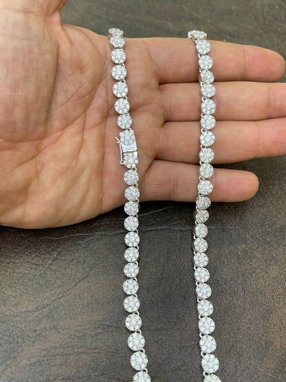 Real MOISSANITE Hip Hop Cluster Tennis Chain Necklace 7mm Pass Diamond Tester 11 Real MOISSANITE Hip Hop Cluster Tennis Chain Necklace 7mm Pass Diamond Tester - Image 9