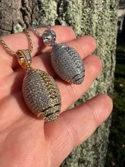 Real Moissanite Iced 3D Football Pendant Solid 925 Sterling Silver / Gold Plated -Harlem Bling Shop real moissanite iced 3d football pendant solid 925 sterling silver gold plated 05483.1669822586