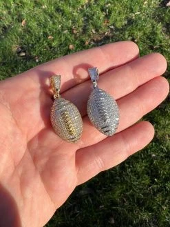 Real Moissanite Iced 3D Football Pendant Solid 925 Sterling Silver / Gold Plated -Harlem Bling Shop real moissanite iced 3d football pendant solid 925 sterling silver gold plated 27935.1669822589