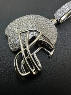 Real Moissanite Iced Football Helmet Pendant Solid 925 Silver / 14k Gold Plated -Harlem Bling Shop real moissanite iced football helmet pendant solid 925 silver 14k gold plated 10494.1692838446