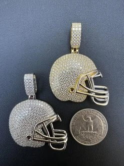 Real Moissanite Iced Football Helmet Pendant Solid 925 Silver / 14k Gold Plated -Harlem Bling Shop real moissanite iced football helmet pendant solid 925 silver 14k gold plated 31396.1692838470
